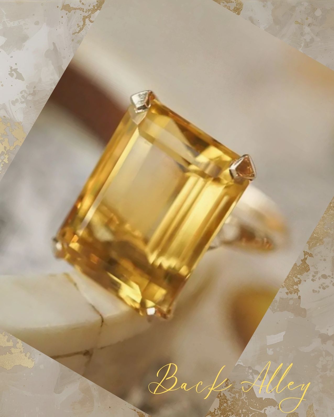 Golden Topaz Emerald Cut Ring